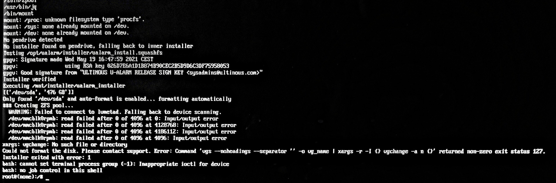 Install error on legacy U-Alarm box